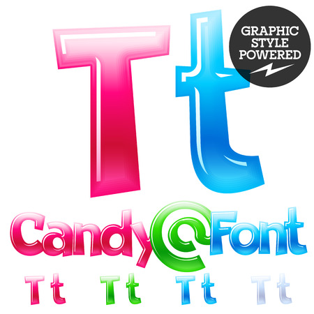 Children's candy font. Set of Letter Tのイラスト素材