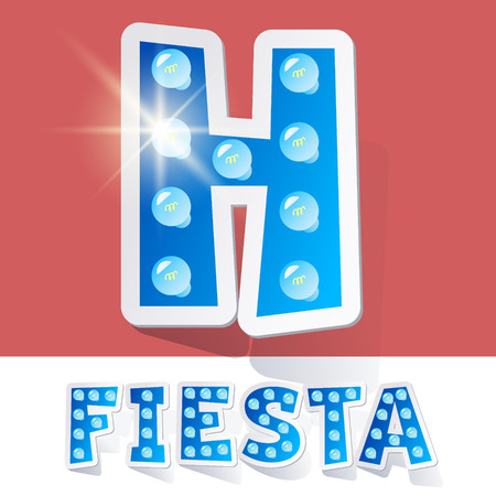 Funny lamp cartoon alphabet for party, holiday and celebration. Sticker style. Letter Hのイラスト素材