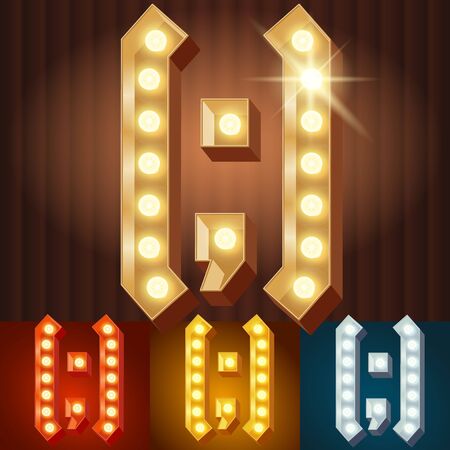 Vector electric light up lamp alphabet in hard font. Symbol 4のイラスト素材