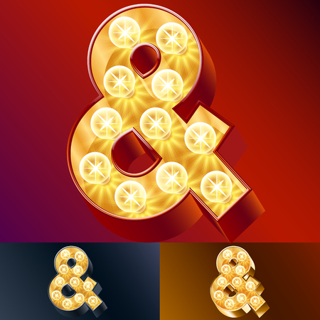Fantastic light up font with lamp. Symbolsのイラスト素材