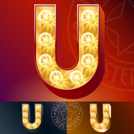 Fantastic light up font with lamp. Letter Uのイラスト素材