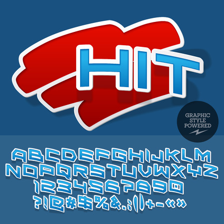 Sticker styled emblem for shop, store, market.Vector set of letters and numbersのイラスト素材