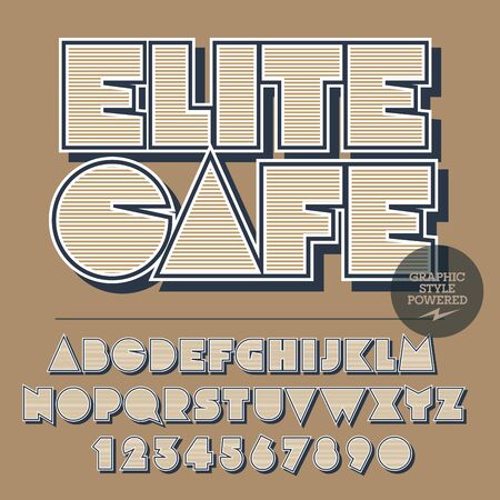 Retro styled set of alphabet letters, numbers and punctuation symbols. Vintage logo with text Elite cafeのイラスト素材