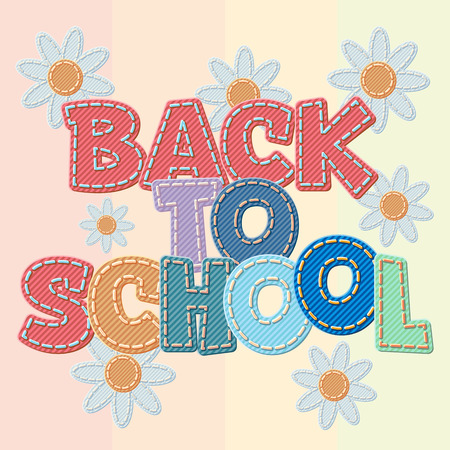 Vector colorful jeans text Back to schoolのイラスト素材