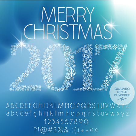 fantastic Merry Christmas 2017 greeting card with set of letters, symbols and numbers. File contains graphic stylesのイラスト素材