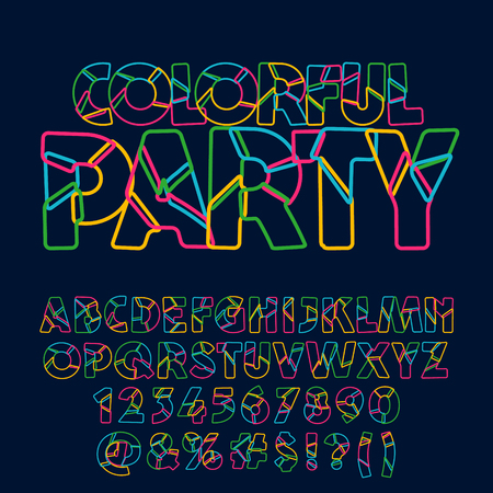 Colorful vector set of letters, numbers and symbolsのイラスト素材