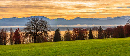 Sunset landscape from Germanyの写真素材