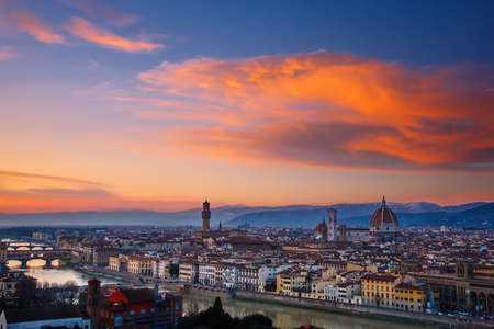 Cityscape of Florence at sunsetの写真素材