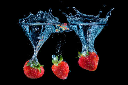 Triple strawberry splashの写真素材