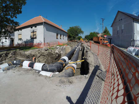 New pipes for the reconstruction of city heating systemの写真素材