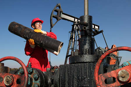 Oil worker job, hard work and high payの写真素材