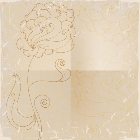 Painted flower on old paperのイラスト素材