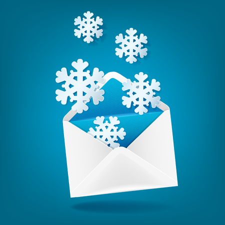 Envelope with snowflakes. Christmas designのイラスト素材