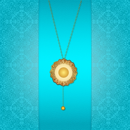 Beautiful blue background with a gold chain のイラスト素材