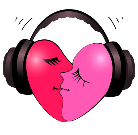 Heart with headphones iconのイラスト素材