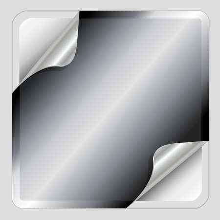 Metallic silver sticker with curled cornersのイラスト素材