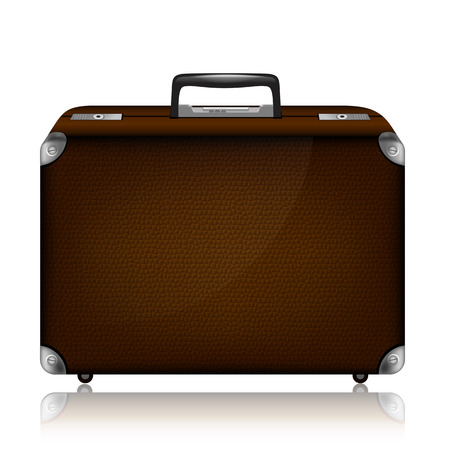 Leather suitcase with combination lock and metal corners  Realistic illustration  Isolated on white backgroundのイラスト素材