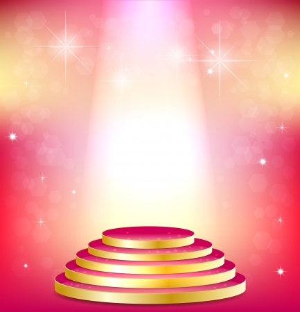 Pink podium floodlit on shimmering backgroundのイラスト素材