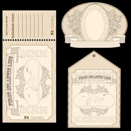 Set of vintage elements. Design tickets and labelsのイラスト素材
