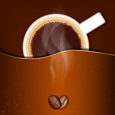 Beautiful background coffee cup and coffee beansのイラスト素材