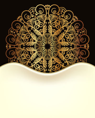 Beautiful invitation card. White, black and gold designのイラスト素材