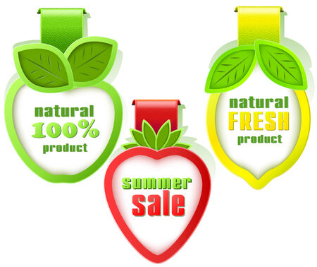 Set labels in the form of fruit. Isolated on white backgroundのイラスト素材