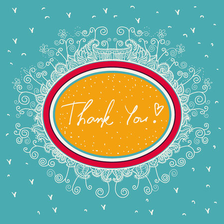 The card says "Thank you!" Freehand drawingのイラスト素材