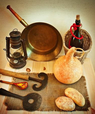 Vintage rustic kitchen utensilsの写真素材