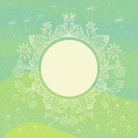 Cute floral frame. Summer concept. freehand drawingのイラスト素材