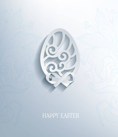 Easter card. Egg cut paper with shadow, 3d effect.のイラスト素材
