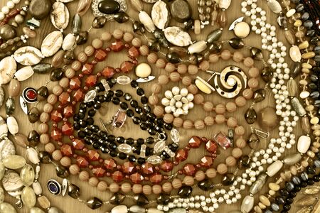 Jewelry on wooden background
