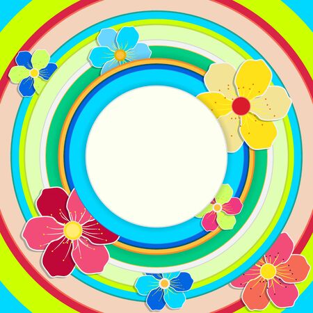 Bright round frame with flowers.のイラスト素材