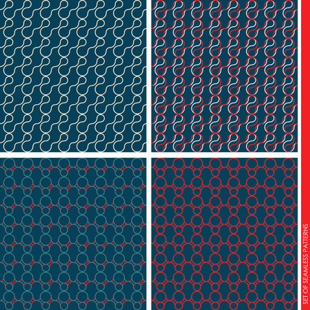 Set of seamless patterns. Simple patterns with waves and circles. sleek designのイラスト素材