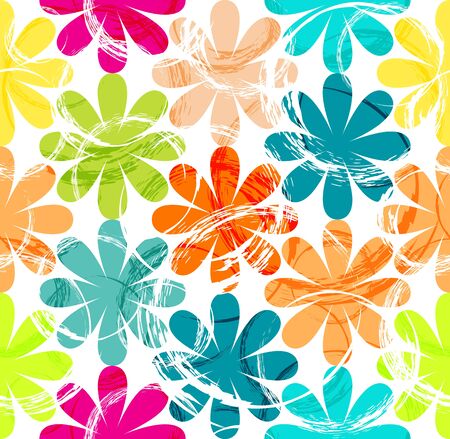 Flower seamless pattern with abstract brushstrokes.のイラスト素材