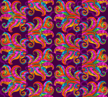 Abstract seamless pattern in ethnic style. Bright pattern with swirlsのイラスト素材