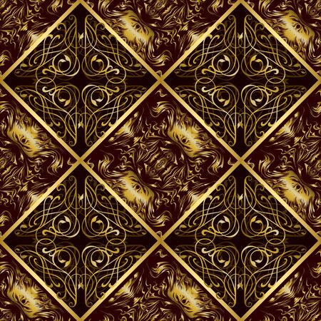 Gold seamless pattern. Luxurious ornament tileのイラスト素材