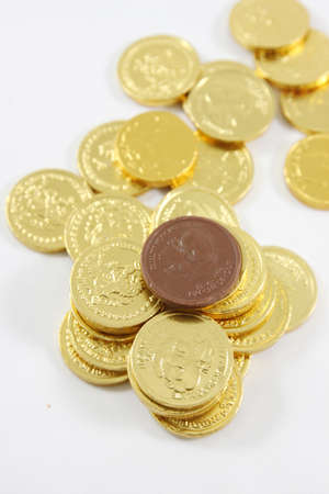 The edible chocolate coinの写真素材