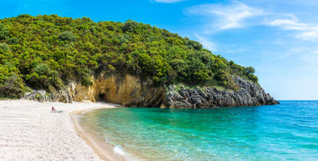 beautiful beach at SyvotaGreeceの写真素材