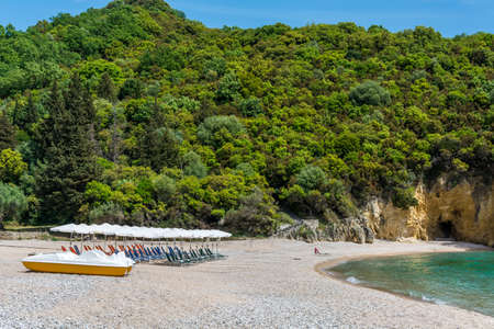 Beautiful Mega Ammos beach at SyvotaGreeceの写真素材