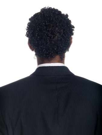 Isolated studio head shot of the back of a businessman's head.の写真素材