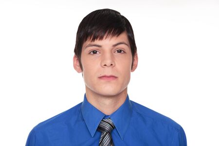Isolated studio shot of a Caucasian businessman with a confident expression.の写真素材