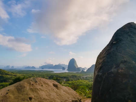 In the morning at Ao Tho Li view ponit Phangnga,Thailand.の写真素材