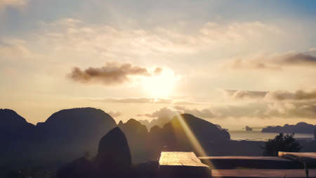 Sunrise at Ao Tho Li view point,Phangnga,Thailand.New paradise of thailandの写真素材
