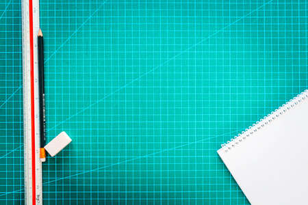 Top view green cutting mat background.の写真素材