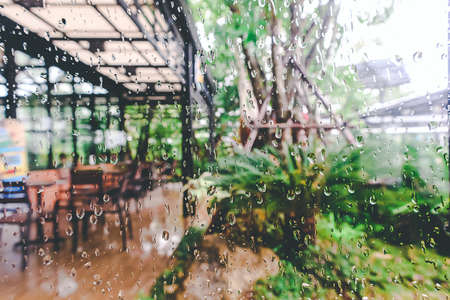 Water droplets perched on the glass after the rain.Background, wallpaper and texture.の写真素材