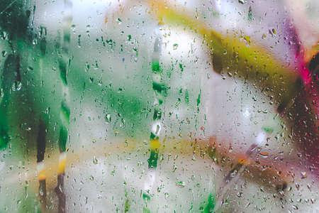 Water droplets perched on the glass after the rain.Background, wallpaper and texture.の写真素材