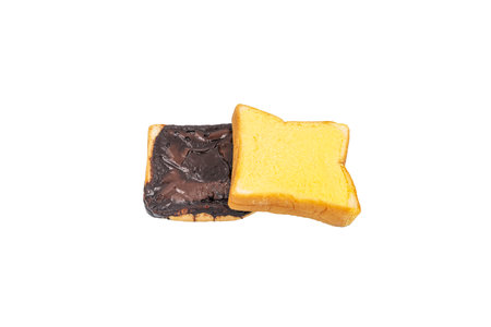 Delicious Sliced Butter Bread and Sliced Chocolate Spread Bread isolated on a white background