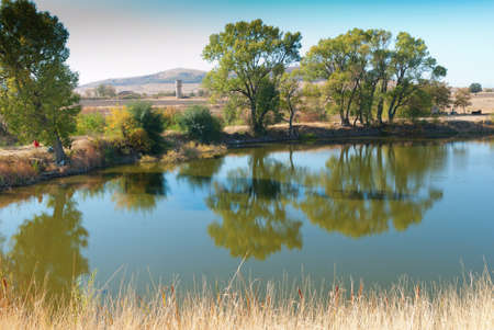 Photograph of a small lakeの写真素材