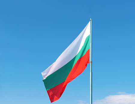 Flag of Bulgaria against blue sky