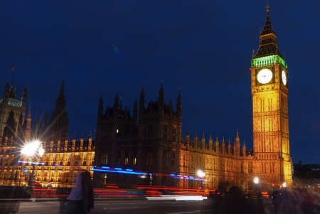 Big Ben and House of Parliament at Night, London, United Kingdomの写真素材